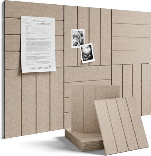 Miniatura 55 de Tablero de anuncios de fieltro grande de 36 x 24 pulgadas, alternativa al tablero de corcho – Paquete de 6 con 40 pestañas adhesivas extraíbles