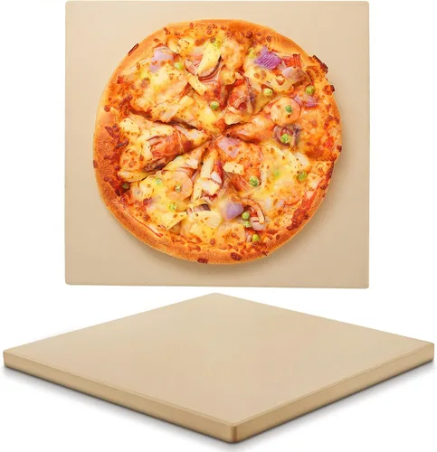 Unicook Piedra para pizza de 15 pulgadas, piedra de hornear premium para parrilla de horno, bandeja cuadrada para pizza de cordierita, resistente a