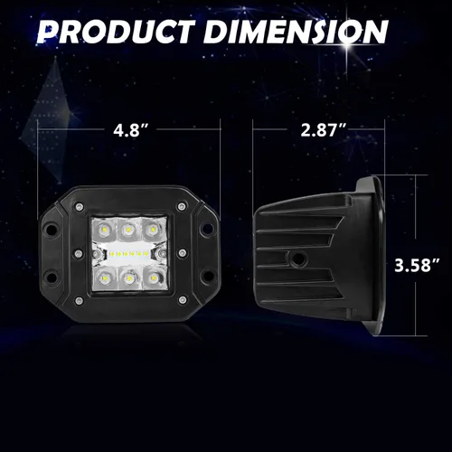Miniatura 2 de EBESTauto - Manivelas LED de montaje empotrado, luz de trabajo LED de barra de luz de parachoques luces de conducción fuera de carretera LED lámpara