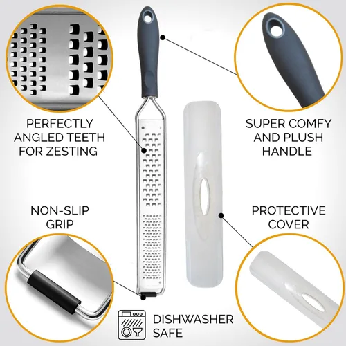 Miniatura 4 de 2 en 1 diseñado por chefs limón parmesano queso rallador y triturador de alimentos – herramienta esencial de cocina espiralizador perfecto