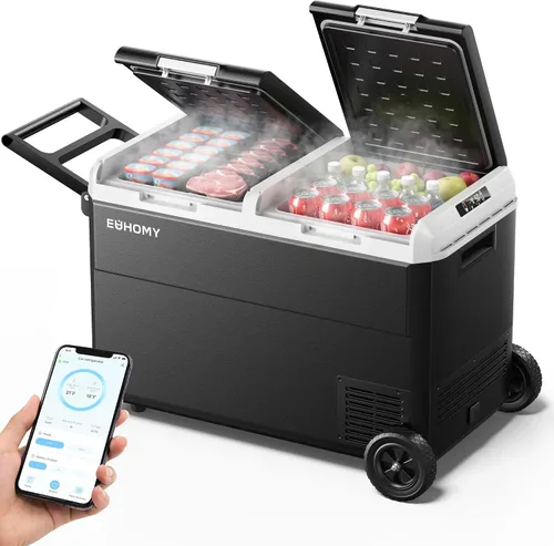 Miniatura 13 de Euhomy - Refrigerador de 12 voltios, 59QT (55L), control de aplicación de refrigerador de 12V, enfriador eléctrico de 12/24V CC 110-240V CA