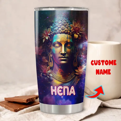 Miniatura 2 de Vaso de café personalizado de Buda, con cita inspiradora, con tapa, taza de viaje con nombre personalizado, mandala, flor, yoga, meditación, regalos