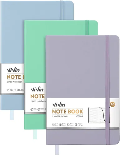 Miniatura 14 de ViVin Cuadernos rayados para trabajo, 192 páginas, tamaño mediano de 5.5 x 8.3 pulgadas, con rayas universitarias, cuadernos A5 de tapa dura