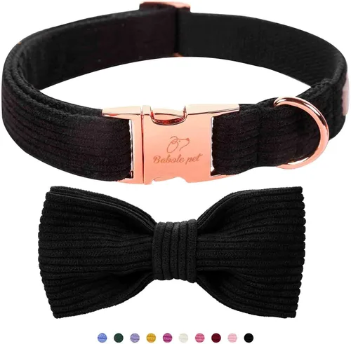 Miniatura 39 de Collares Verdes para Perros Pequeños, Lindo Collar de Pana para Perro con Corbatín, Hebilla de Metal de Seguridad, Collares Ajustables