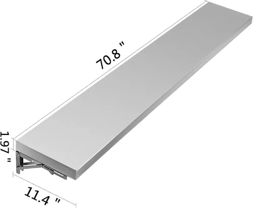 Miniatura 3 de Happybuy Estante de concesión de 70.8 pulgadas de largo x 11.4 pulgadas de ancho con marco de acero inoxidable y tablero de superficie para ventana