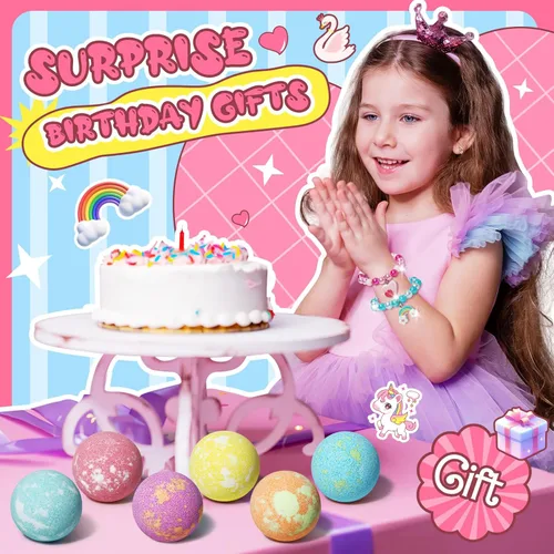 Miniatura 4 de Bombas de baño de unicornio para niños y niñas con pulsera en el interior, rellenos de cesta de Pascua de sanyi juguetes de baño de burbujas