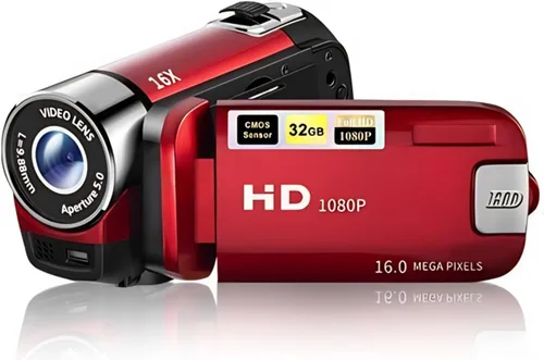 Miniatura 10 de Videocámara, cámara de vídeo digital de 1080P y 16 MP, grabadora para vlogs, pantalla TFT de 2.7" con rotación de 270 grados, zoom digital de 16X