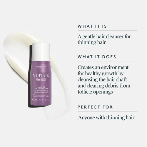 Miniatura 3 de VIRTUE Flourish Champú sin sulfato para cabello fino, Producto para el crecimiento y volumen del cabello, Desintoxica y repara, Seguro