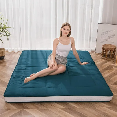 Miniatura 20 de MAXYOYO Colchón tipo futón King de espuma, cubrecolchón de cama, colchón de suelo japonés, colchón plegable, colchón de futón, almohadilla de cama
