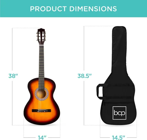 Miniatura 8 de Best Choice Products Kit de Iniciación de Guitarra Acústica de Madera Completa para Principiantes de 38 Pulgadas con Funda de Transporte, 6 Púas