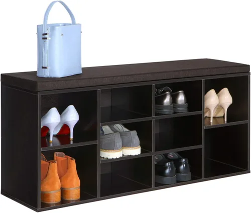 Miniatura 7 de VASAGLE - Colección CUSTOS - Banco para zapatos, banco de almacenamiento con asiento acolchado, banco de entrada con 10 compartimentos
