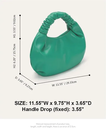 Miniatura 5 de Elegante bolso de mano con asa superior para mujer, pequeño bolso de mano fruncido de piel sintética suave