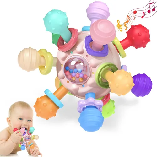 Miniatura 10 de Juguetes de Dentición para Bebés Mordedores para Bebés de 0-6 Meses Juguetes para Bebés Niñas Regalos para 0 3 6 9 12 Meses, Sonajeros para Recién