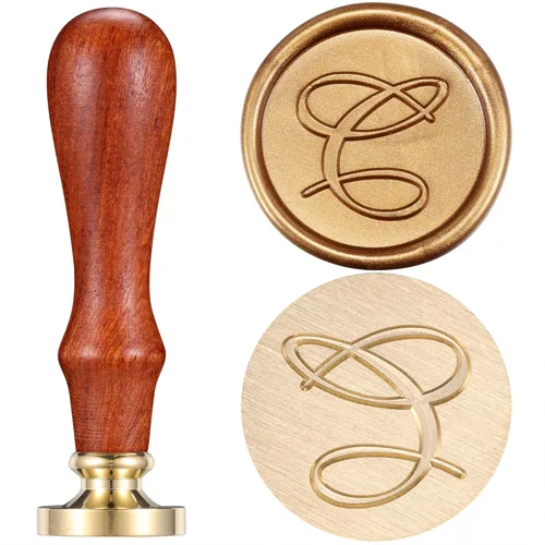 Miniatura 13 de Yoption - Sello de cera con diseño de letra del alfabeto y cabeza de latón retro, sello clásico