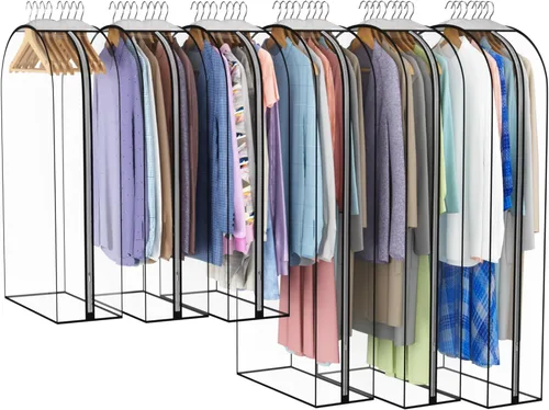 Miniatura 18 de Liuoud Bolsa Transparente para Colgar Ropa de 10" con Fuelle, Bolsas para Trajes de 32" para Almacenamiento de Closet Abierto, Cubierta de Ropa