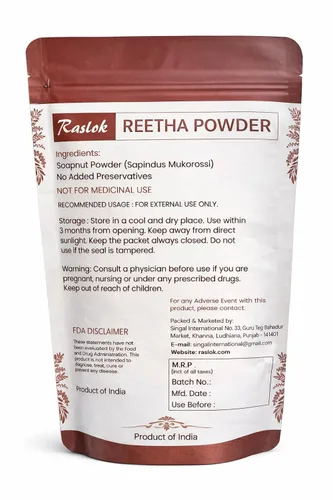 Miniatura 5 de Raslok Soapnut/Aritha/Reetha Powder para el cuidado del cabello Natural Sin conservantes ni aditivos añadidos (8 oz)