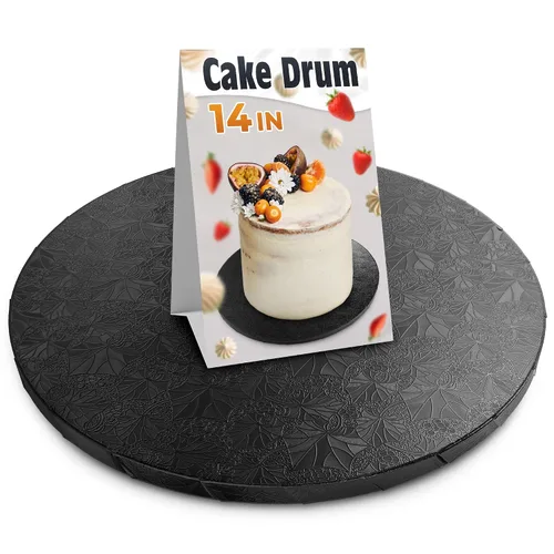 Miniatura 15 de Tambor de pastel de 12 pulgadas, tablero negro para pasteles de celebración listos para fotos, base de cartón redonda de 1/2 pulgada de grosor
