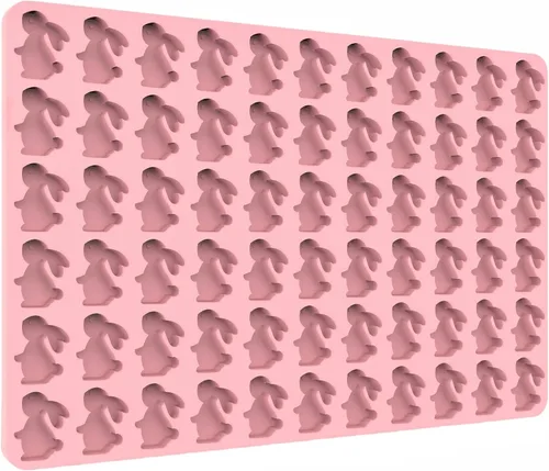 Moldes de silicona de conejo para caramelo, gomita, chocolate, moldes de Pascua, molde de silicona de conejo con raspador (conejito)