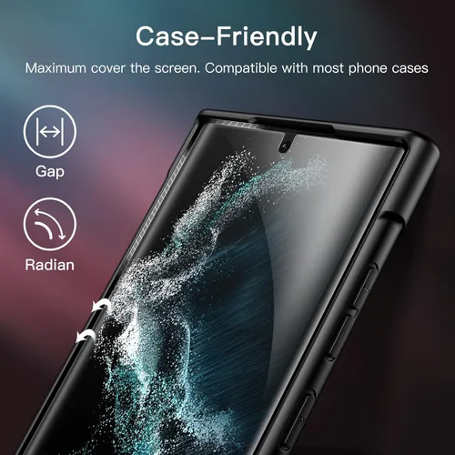 Miniatura 7 de JETech Protector de pantalla para Samsung Galaxy S22 Ultra 5G de 6.8 pulgadas con protector de lente de cámara, película de TPU flexible, compatible
