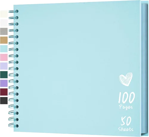Miniatura 39 de Álbum de recortes de 7 x 7 pulgadas, álbum de recortes DIY de tapa dura de papel kraft, álbumes de fotos, 40 páginas, perfecto para fotos de 4 x 6