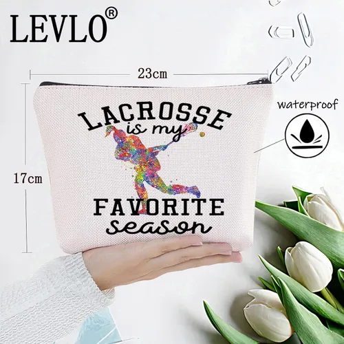 Miniatura 2 de LEVLO Lacrosse Girl Cosmético Maquillaje Bolsa Regalo Para Lacrosse Jugador Lacrosse Es Mi Temporada Favorita Maquillaje Cremallera Bolsa Bolsa Para