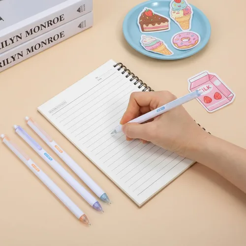 Miniatura 4 de Ymapinc 6 bolígrafos de punta ultrafina, bolígrafos de tinta negra, bolígrafo de resorte con agarre de silicona, escritura suave para tomar notas