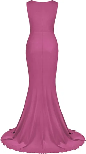 Miniatura 3 de Vivinew Vestido de maternidad sin mangas con lazo en la cintura elegante vestido maxi ajustado de sirena para sesión de fotos