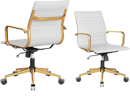 Miniatura 10 de Silla ergonómica de oficina con ruedas y reposabrazos, silla giratoria ajustable de alta resistencia para el hogar y la oficina, asiento de 22.83