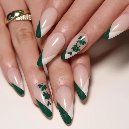 Miniatura 13 de 24 piezas de uñas postizas acrílicas de punta francesa, uñas de cobertura completa para mujeres, arte de salón en casa