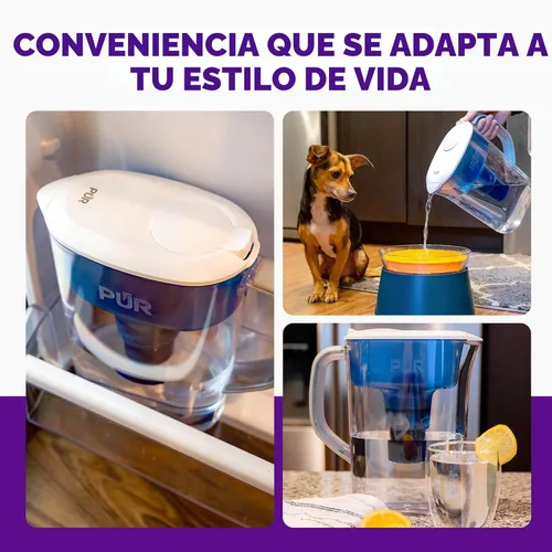 Miniatura 6 de PUR Jarra con filtro de agua de 7 tazas, más limpia, agua de gran sabor, apta para lavavajillas, potente, filtración más rápida, diseño de tapa