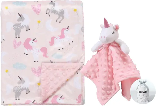 Miniatura 7 de CREVENT - Manta de felpa acogedora para bebé, mantita de seguridad con caras de animales para niños pequeños, regalo para bebés recién nacidos