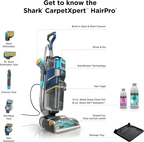 Miniatura 12 de Shark CarpetXpert HairPro con StainStriker - Limpiadora vertical de alfombras, alfombras de área y tapicería, perfecta para mascotas y eliminación