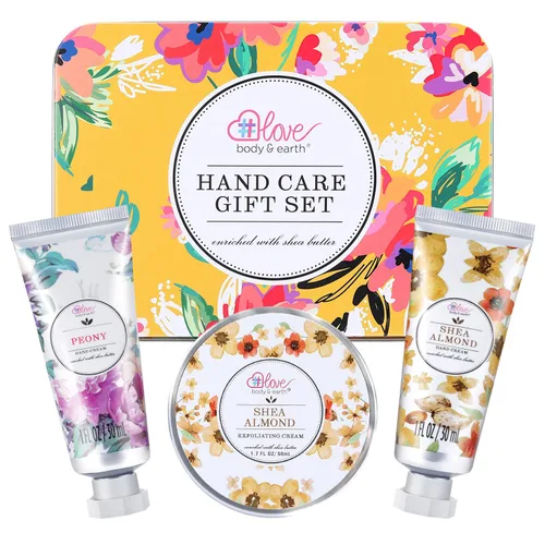 Miniatura 10 de BODY & EARTH # LOVE Set de regalo de crema de manos, juegos de loción de manos para regalos de Navidad, juego de cuidado de manos con manteca