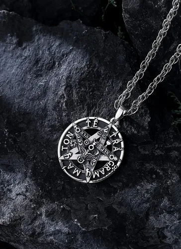 Miniatura 19 de CELESTIA Colgante de plata de ley 925, anillos de tetragrammaton, collar masónico, joyería de pentagrama para mujeres y hombres