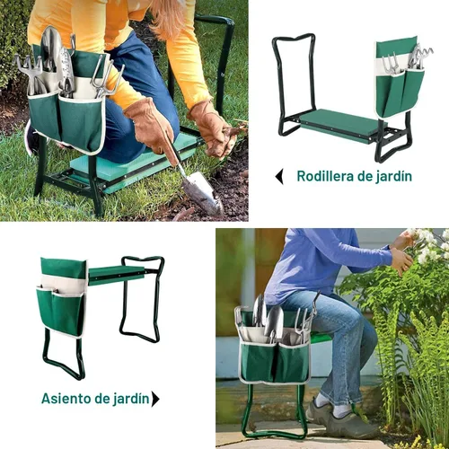 Miniatura 4 de BESTHLS Rodillero y asiento de jardín, taburete plegable resistente con almohadilla gruesa, bolsa de herramientas, capacidad de 330 libras, soporte