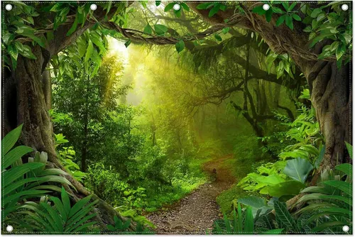 Miniatura 8 de Telón de fondo de fotografía de bosque de selva tropical de 7 x 5 pies, paisaje natural, safari, decoración de fiesta para niños y adultos