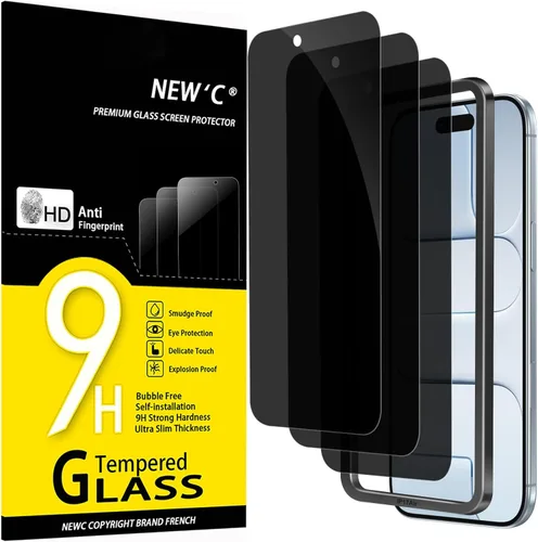 NEW'C Paquete de 3 protectores de pantalla de privacidad para iPhone Air/iPhone 17 Air (6.5 pulgadas), película de vidrio templado antiespía,