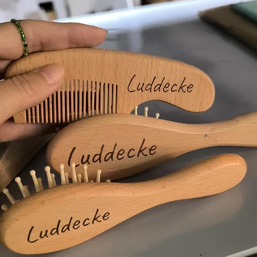 Miniatura 6 de Juego de cepillos de madera personalizados para bebés, regalo personalizado para bebés recién nacidos, cepillo y peine personalizado para bebés