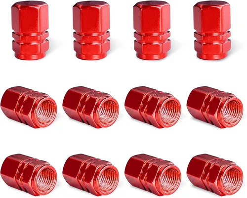 Miniatura 16 de Ziciner 12 tapas de vástago de válvula de neumático de automóvil, cubiertas de válvula de rueda de aleación de aluminio con junta tórica de goma