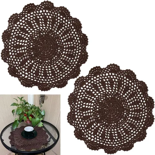 Miniatura 9 de Manteles individuales de encaje hechos a mano con flores de ganchillo, manteles individuales de cocina para platos de cocina