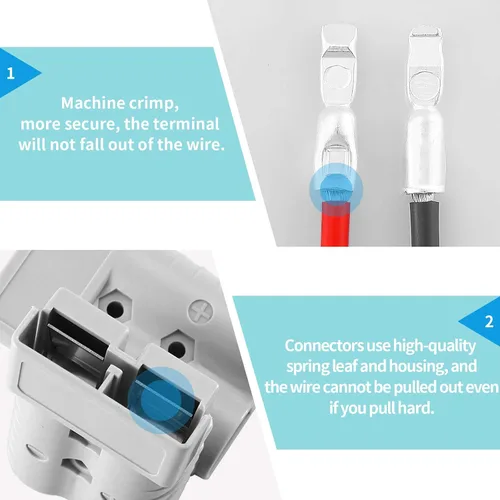 Miniatura 4 de Cable de conexión rápida de batería de 65 amperios 8AWG de 1.12 pies de desconexión rápida - Kit de enchufe de carga de 12 V resistente