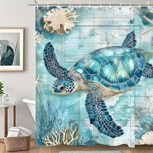 Miniatura 8 de Cortina de ducha con versículo bíblico con cita inspiradora, cortinas de ducha cristianas azules florales para bañera, decoración del hogar, tela