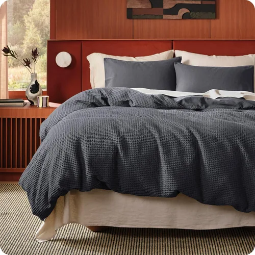 Miniatura 37 de Bedsure - Funda de edredón de algodón tamaño King - 100% algodón de tejido gofre color verde bosque, juego de ropa de cama GentleSoft™ transpirable