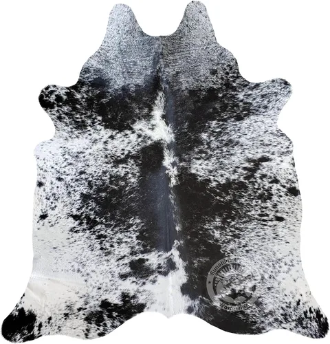 Sunshine Cowhides Alfombra de piel de vaca de cuerno largo 100 % genuino, color blanco y negro, estilo moderno, alfombra de piel animal y alfombra
