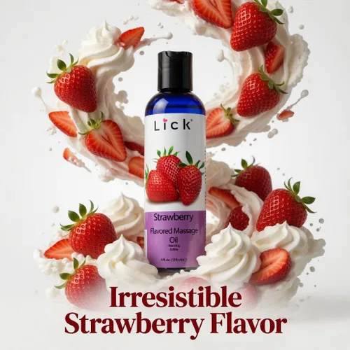 Miniatura 2 de Lick Aceite de masaje con sabor a fresa con vitamina E natural, aceite corporal comestible cálido para masaje de parejas, suave de larga duración