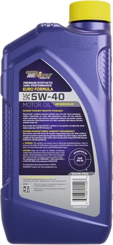 Miniatura 3 de Royal Purple (06540-6PK Aceite de Motor Sintético de Alto Rendimiento de Servicio Pesado SAE 5W-40 con Licencia API - 1 Cuarto de Galón, (Caja de 6))