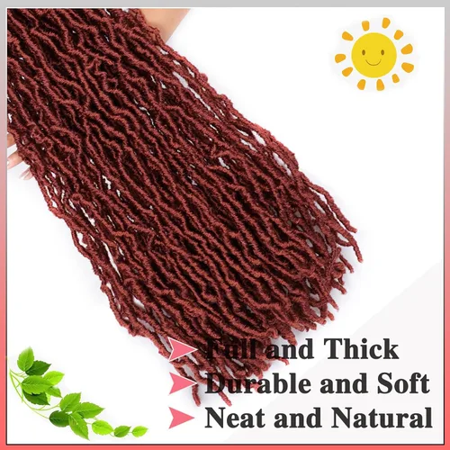 Miniatura 4 de Paquetes de 7 extensiones de rastas de cabello sintético de 28 pulgadas / 71 cm., color pelirrojo, extensiones de cabello de ganchillo suaves