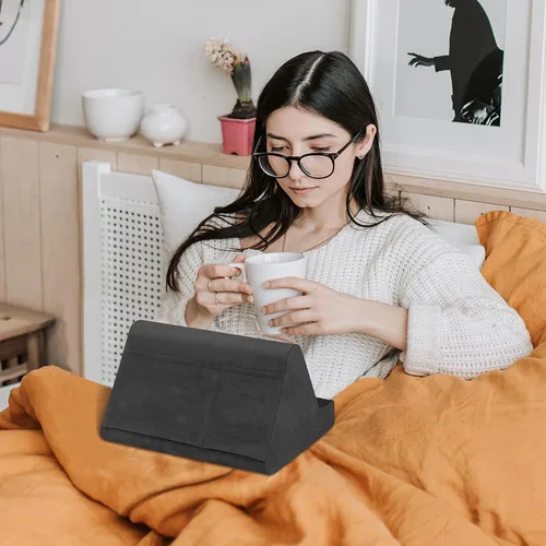 Miniatura 3 de BZVV Soporte de Tableta Suave con Almohada y Bolsillo, Soporte Ajustable con 3 Ángulos de Visualización, Soporte Holgazán para Cama y Sofá