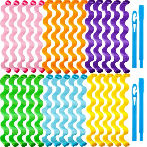 Miniatura 9 de 30 piezas de rizadores sin calor, ondas sin calor, rizos en espiral, kit de peinado con 2 piezas de ganchos de peinado para la mayoría de peinados