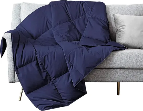 Miniatura 7 de puredown® Manta de Tiro de Plumón de Plumas Suaves Ligera Empacable para Sofá para Uso en Interiores y Exteriores, Manta de Tiro 50"X70", Beige